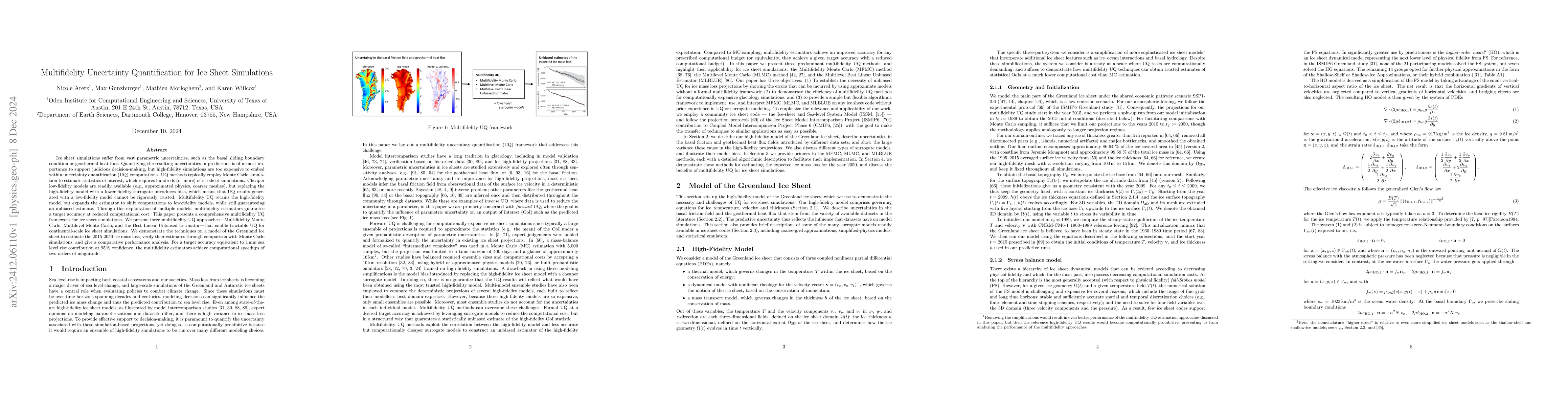 Thumbnail for Multifidelity Uncertainty Quantification for Ice Sheet Simulations