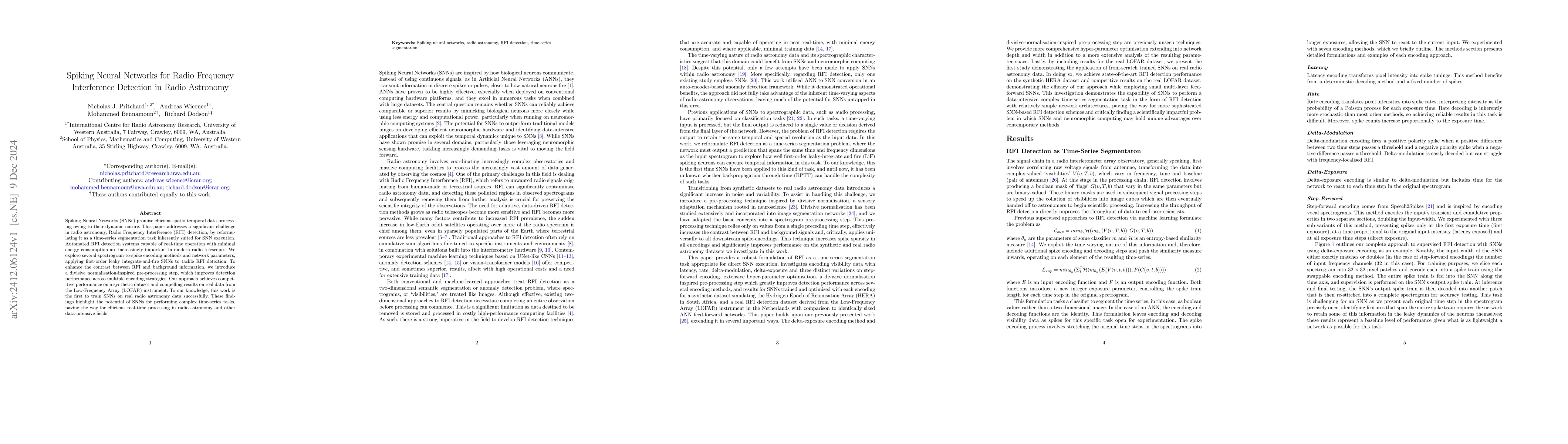 Thumbnail for Spiking Neural Networks for Radio Frequency Interference Detection in
  Radio Astronomy