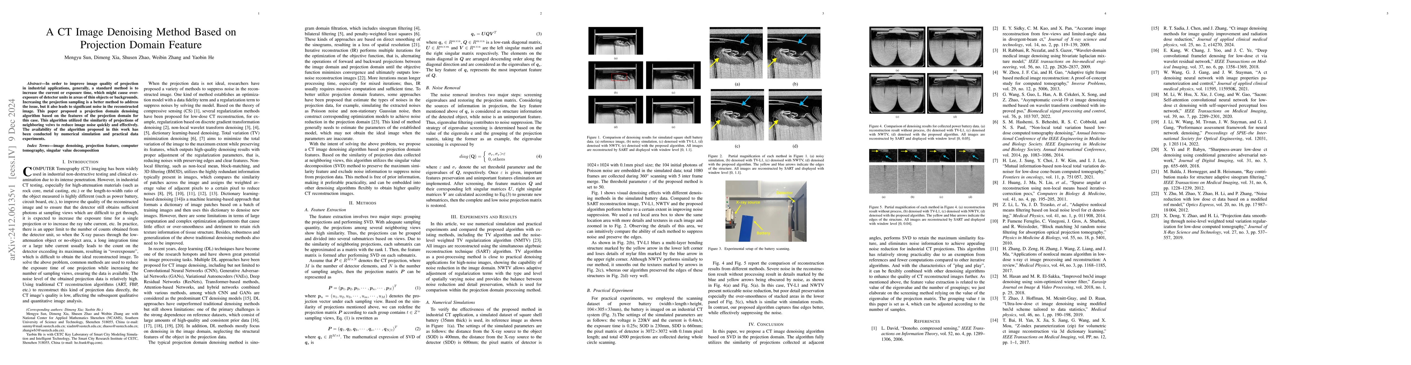 Thumbnail for A CT Image Denoising Method Based on Projection Domain Feature