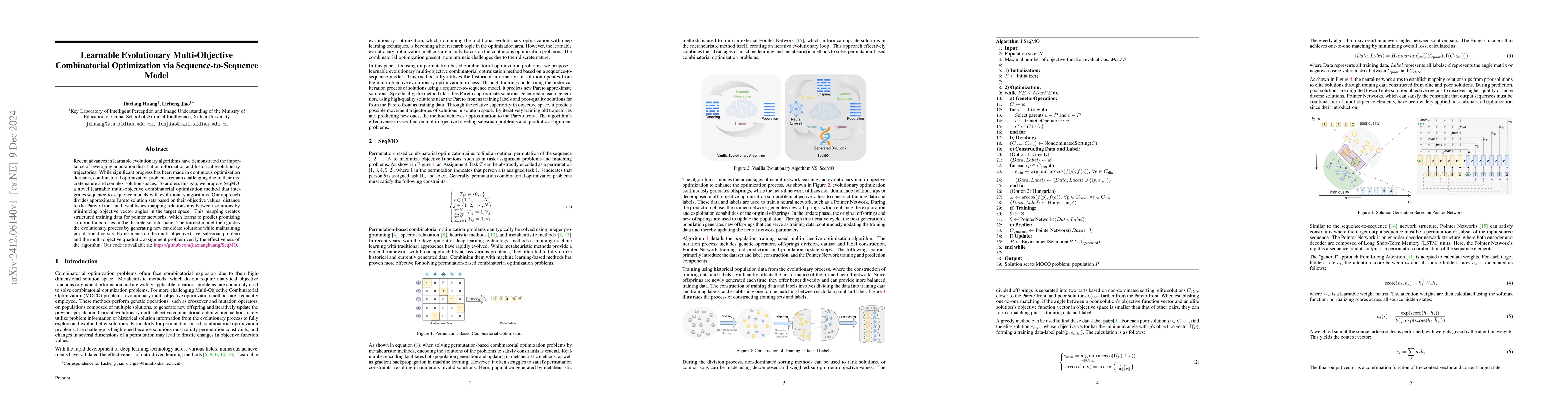 Thumbnail for Learnable Evolutionary Multi-Objective Combinatorial Optimization via
  Sequence-to-Sequence Model