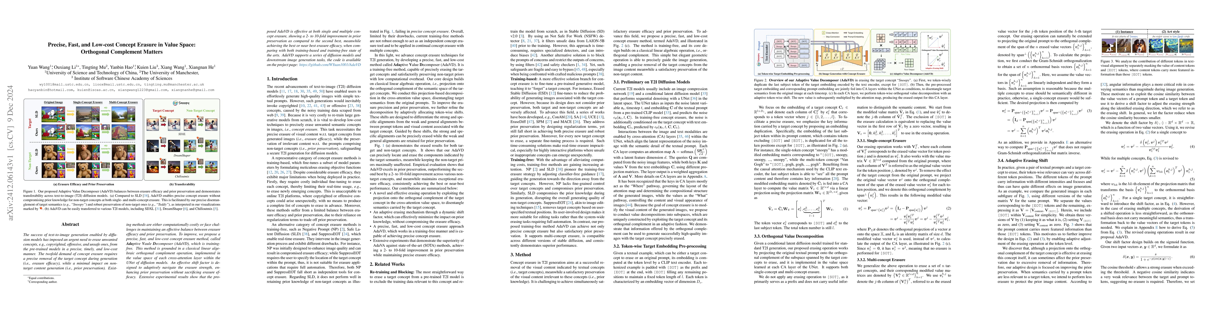Thumbnail for Precise, Fast, and Low-cost Concept Erasure in Value Space: Orthogonal
  Complement Matters