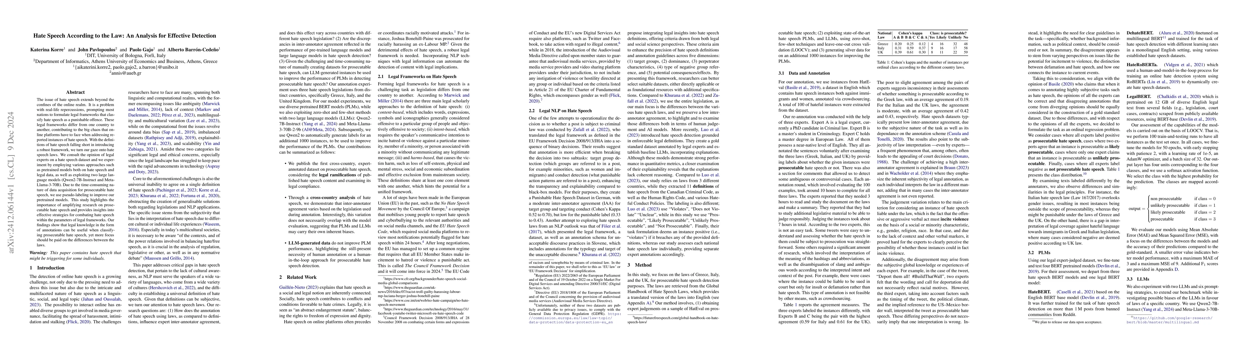 Thumbnail for Hate Speech According to the Law: An Analysis for Effective Detection