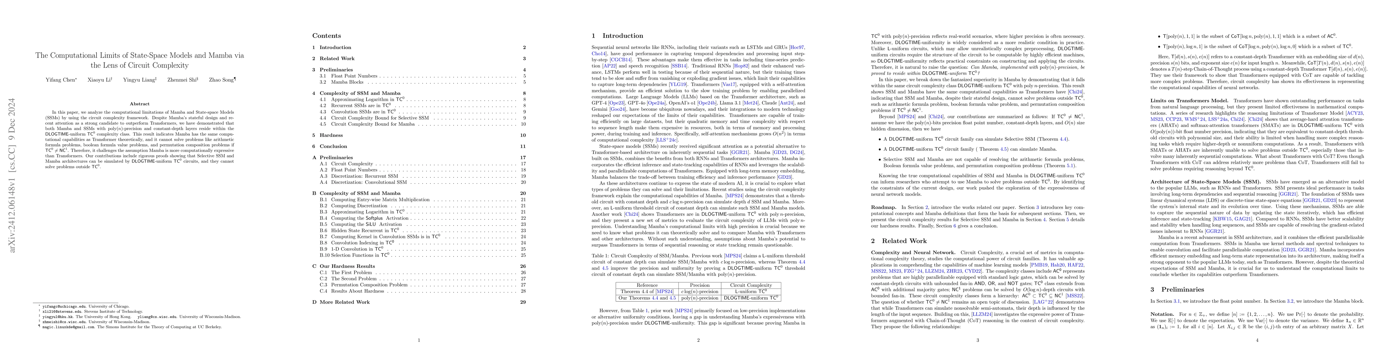 Thumbnail for The Computational Limits of State-Space Models and Mamba via the Lens of
  Circuit Complexity