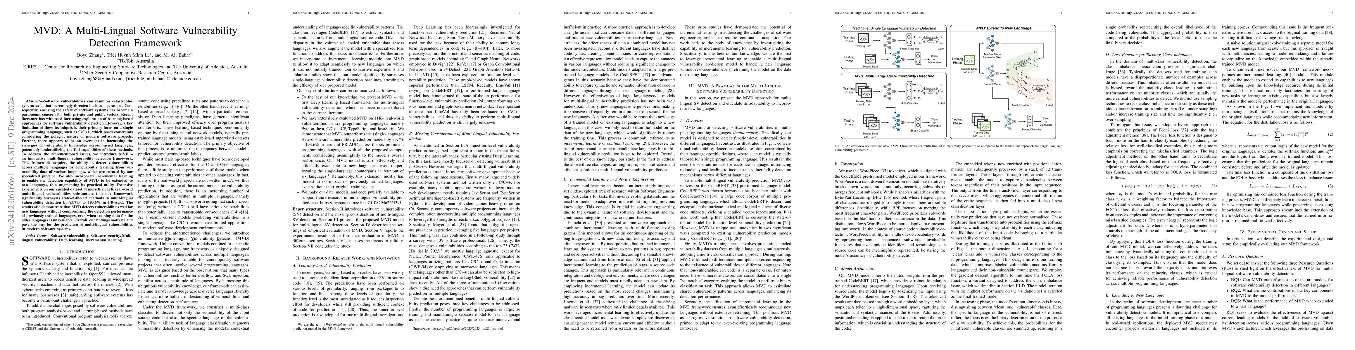 Thumbnail for MVD: A Multi-Lingual Software Vulnerability Detection Framework