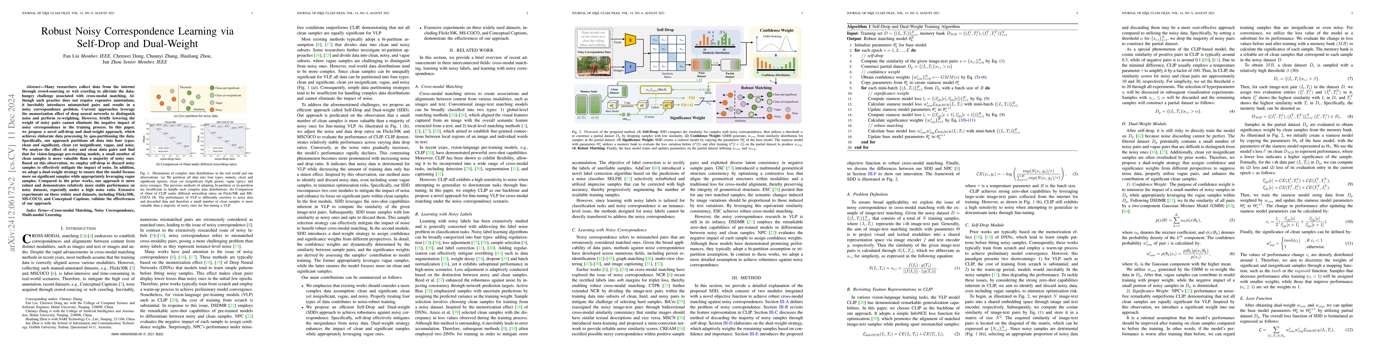 Thumbnail for Robust Noisy Correspondence Learning via Self-Drop and Dual-Weight