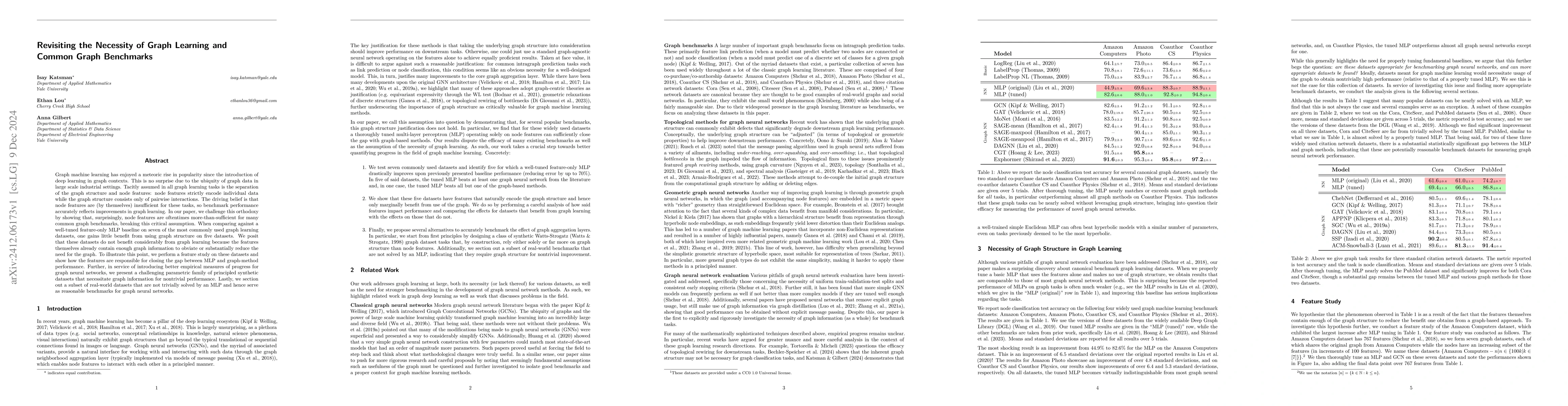 Thumbnail for Revisiting the Necessity of Graph Learning and Common Graph Benchmarks