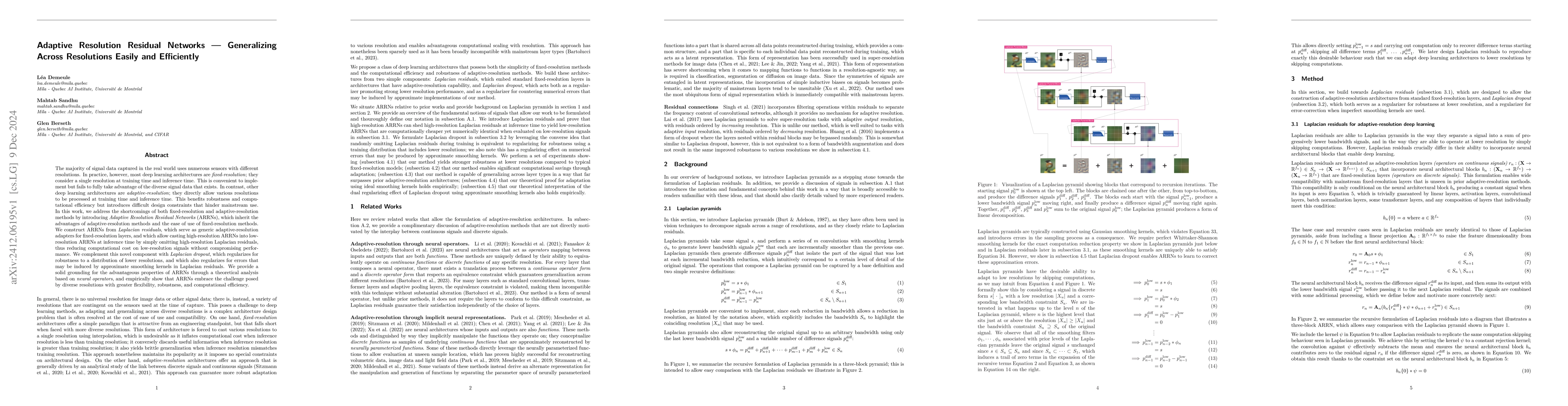 Thumbnail for Adaptive Resolution Residual Networks -- Generalizing Across Resolutions
  Easily and Efficiently