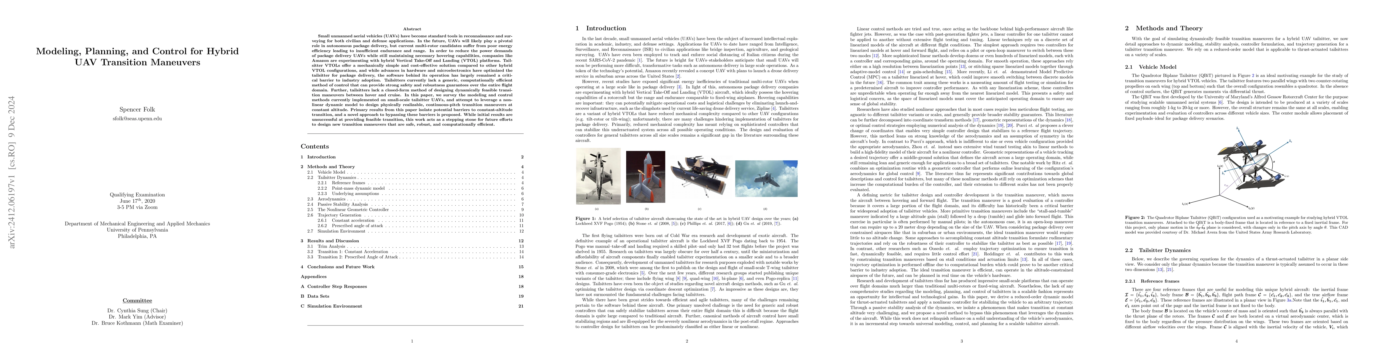 Thumbnail for Modeling, Planning, and Control for Hybrid UAV Transition Maneuvers