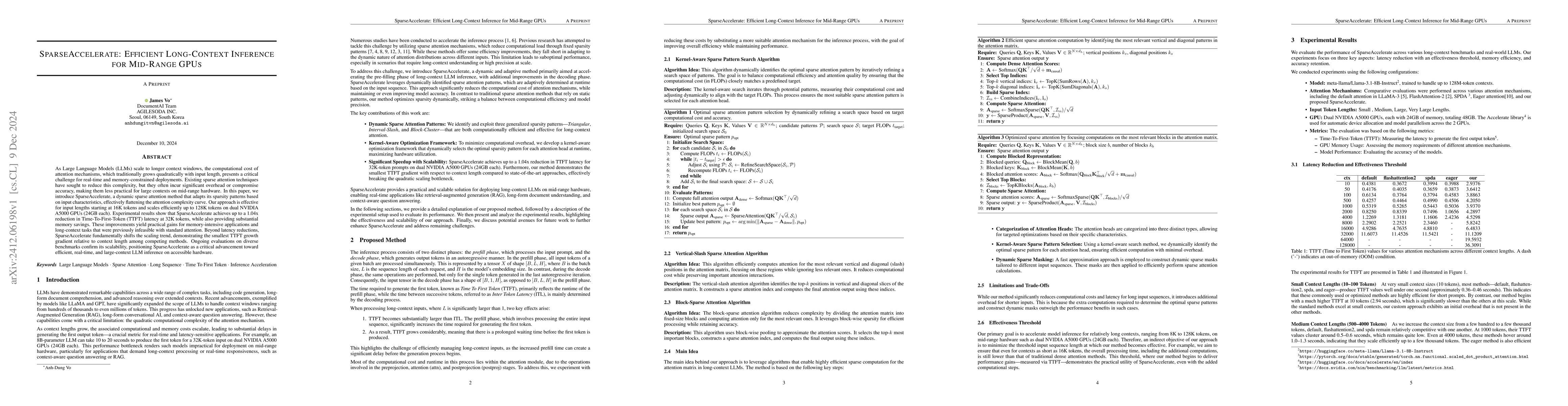 Thumbnail for SparseAccelerate: Efficient Long-Context Inference for Mid-Range GPUs