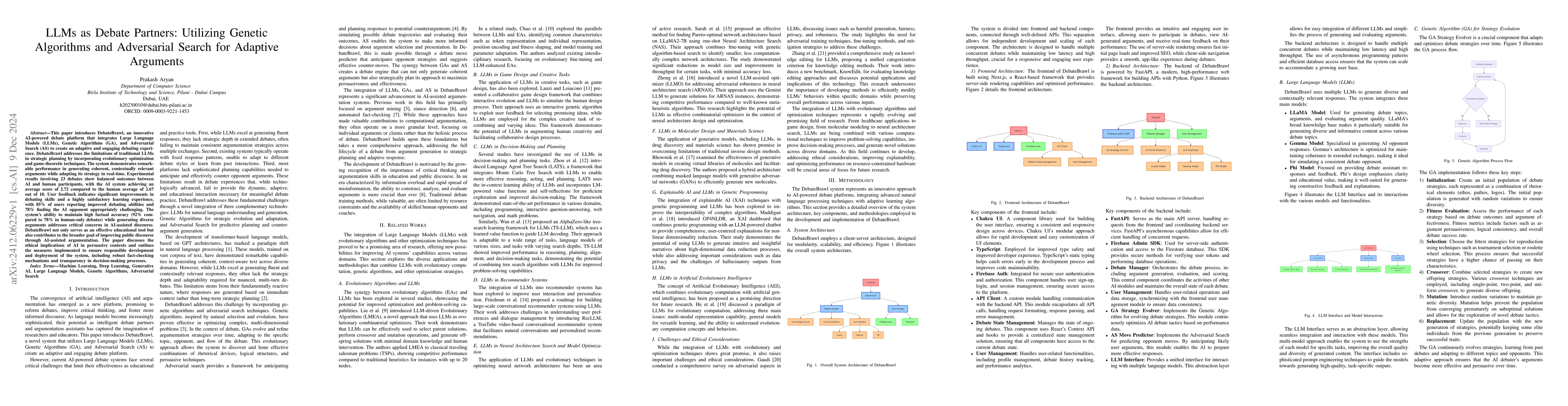 Thumbnail for LLMs as Debate Partners: Utilizing Genetic Algorithms and Adversarial
  Search for Adaptive Arguments