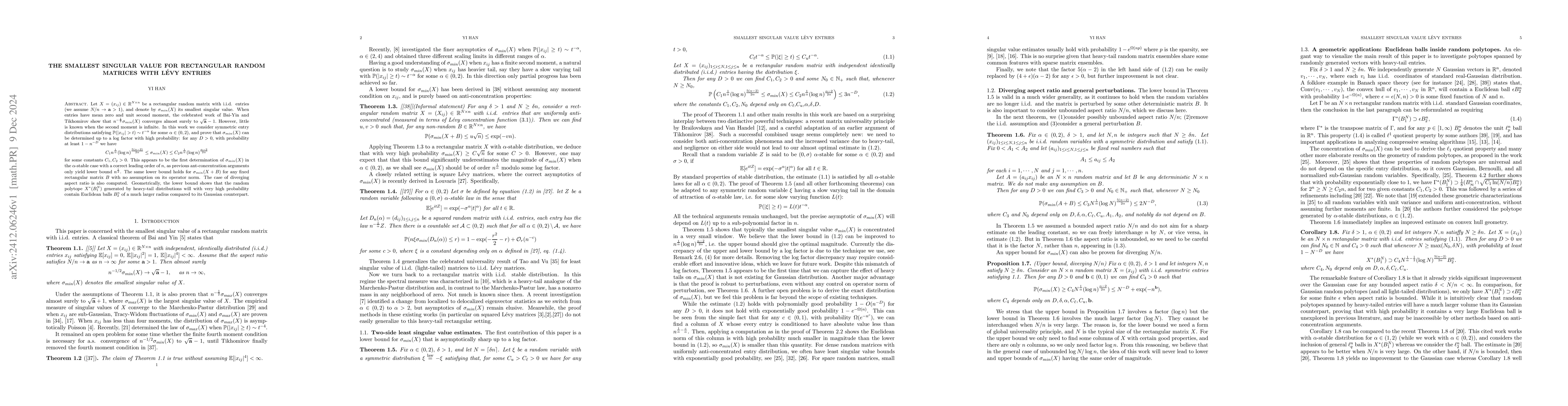 Thumbnail for The smallest singular value for rectangular random matrices with Lévy
  entries