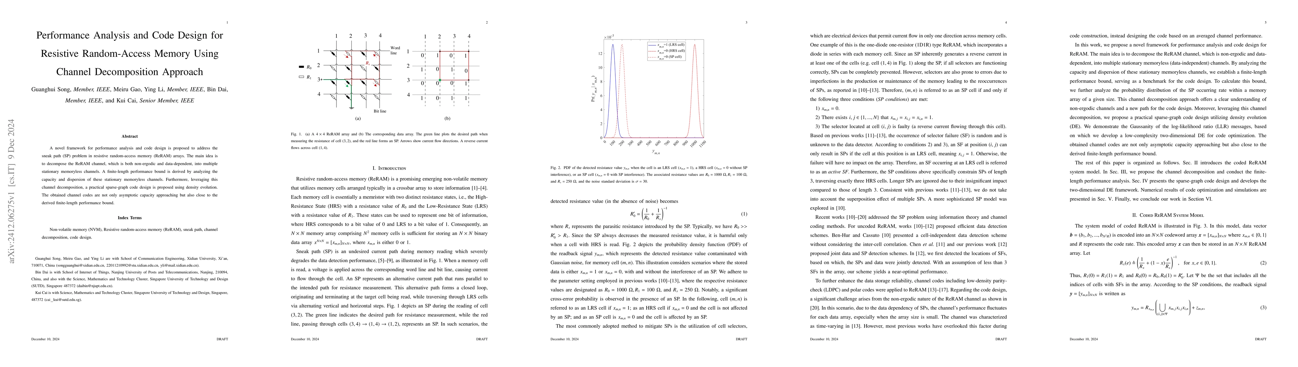 Thumbnail for Performance Analysis and Code Design for Resistive Random-Access Memory
  Using Channel Decomposition Approach
