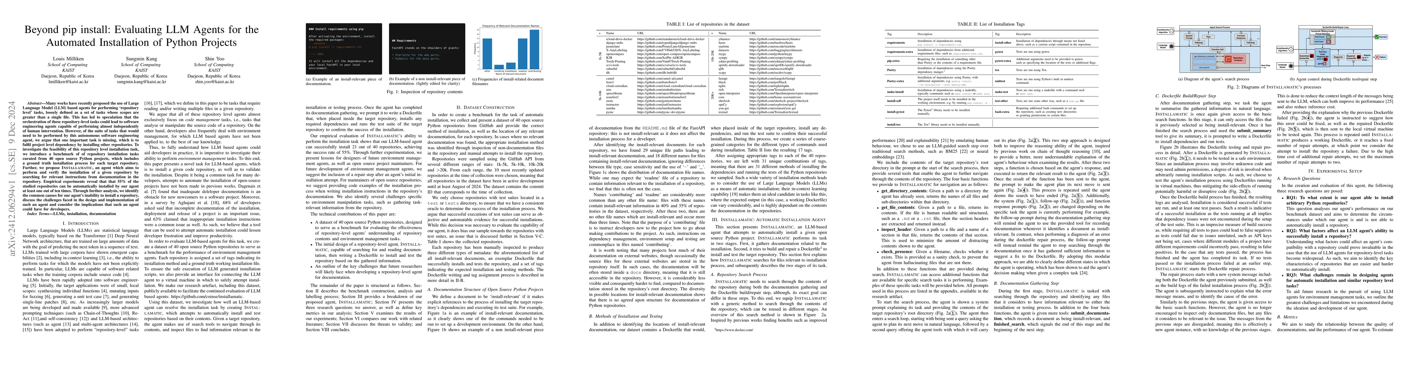 Thumbnail for Beyond pip install: Evaluating LLM Agents for the Automated Installation
  of Python Projects