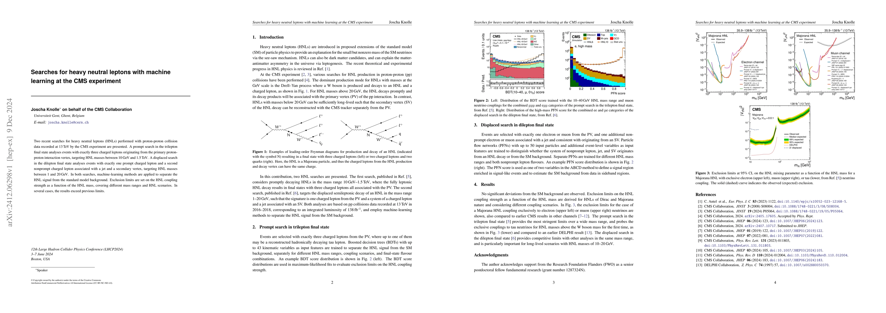 Thumbnail for Searches for heavy neutral leptons with machine learning at the CMS
  experiment
