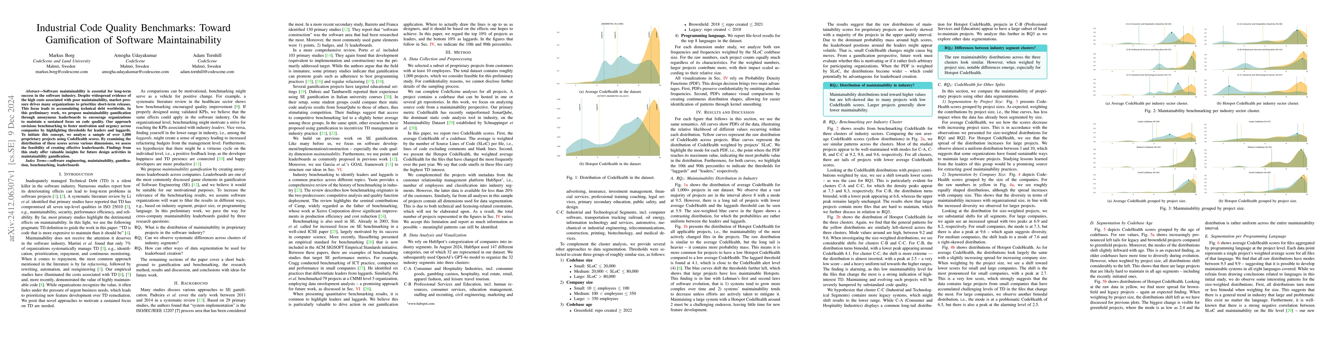 Thumbnail for Industrial Code Quality Benchmarks: Toward Gamification of Software
  Maintainability