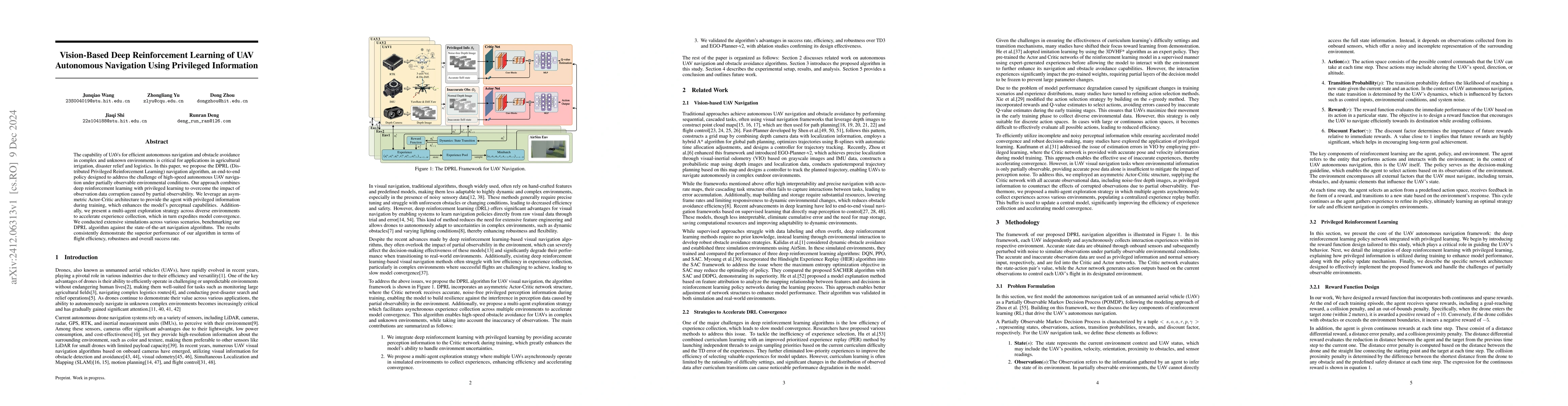 Thumbnail for Vision-Based Deep Reinforcement Learning of UAV Autonomous Navigation
  Using Privileged Information