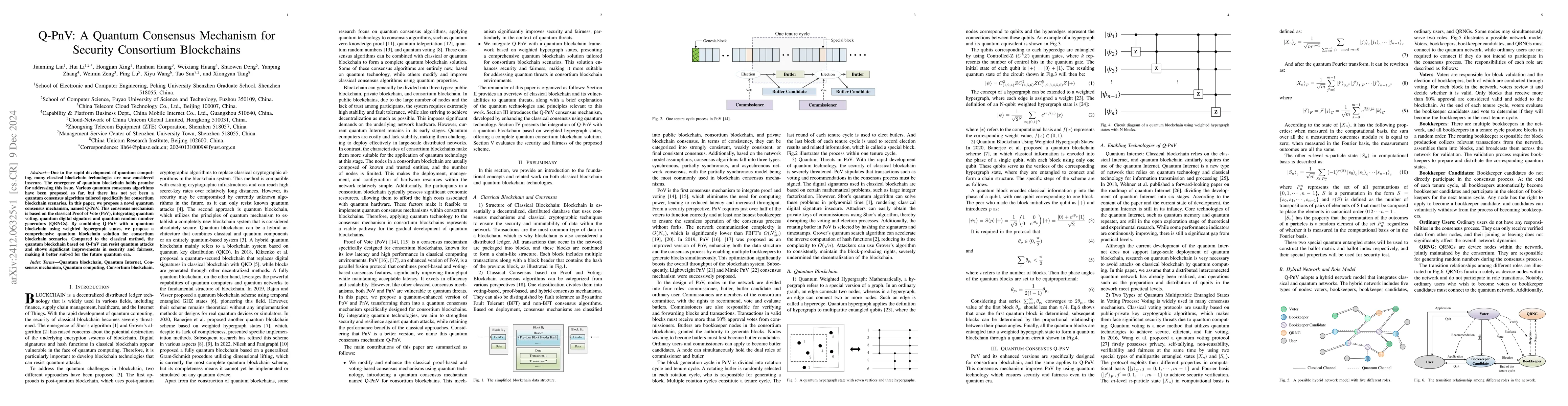 Thumbnail for Q-PnV: A Quantum Consensus Mechanism for Security Consortium Blockchains