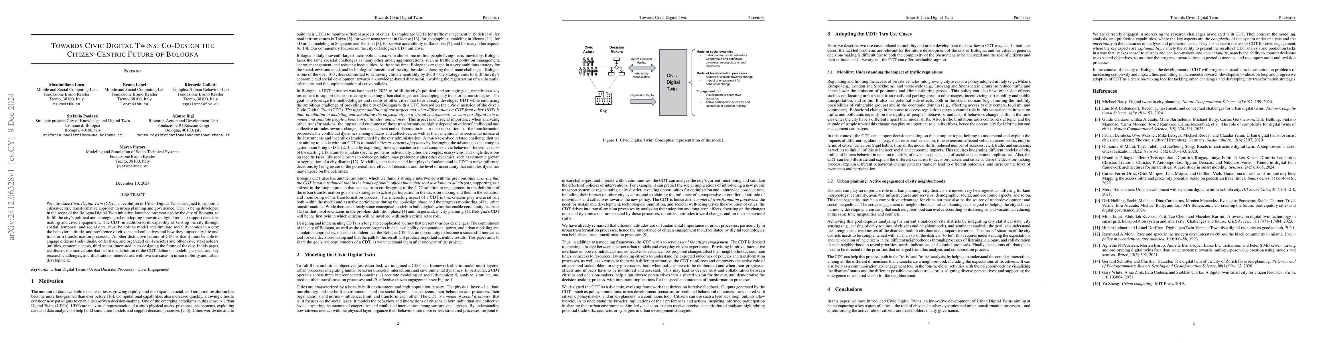 Thumbnail for Towards Civic Digital Twins: Co-Design the Citizen-Centric Future of
  Bologna
