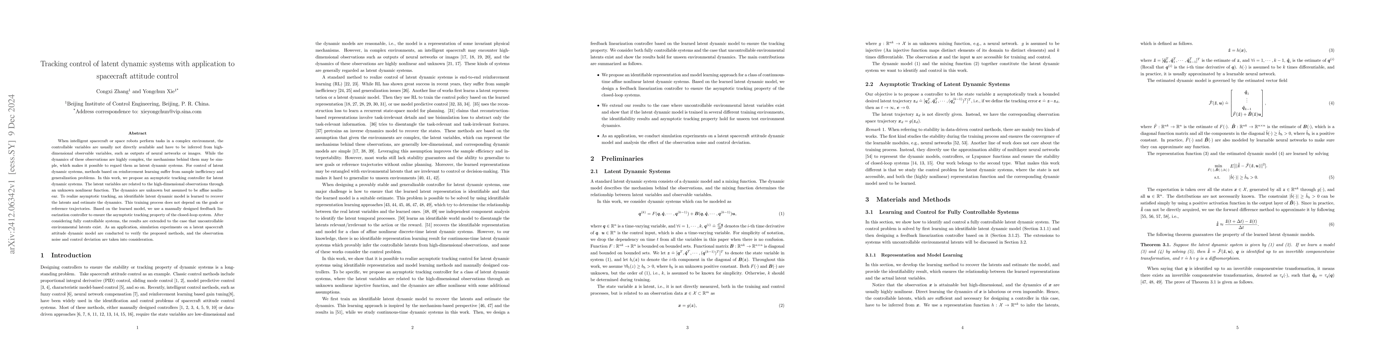 Thumbnail for Tracking control of latent dynamic systems with application to
  spacecraft attitude control