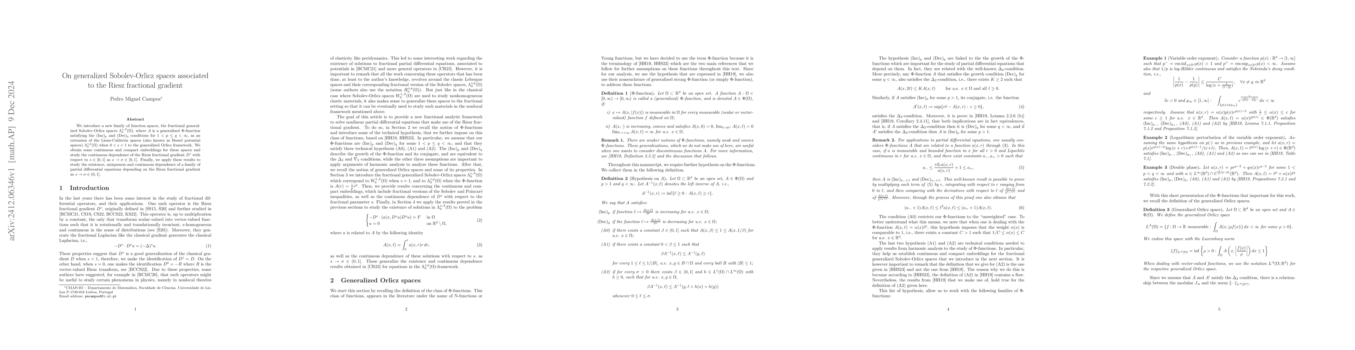 Thumbnail for On generalized Sobolev-Orlicz spaces associated to the Riesz fractional
  gradient