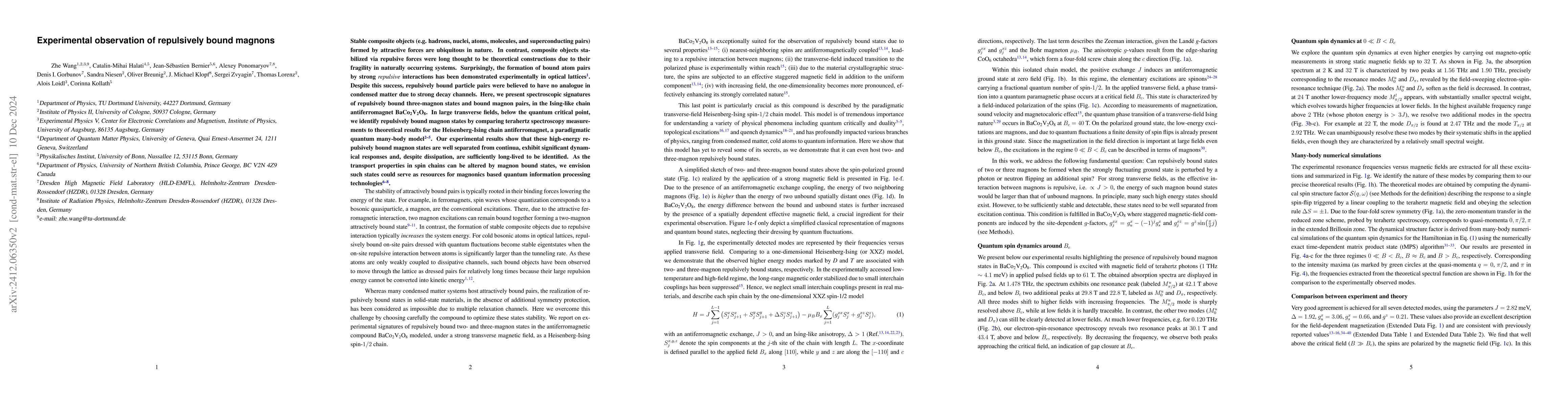 Thumbnail for Experimental observation of repulsively bound magnons
