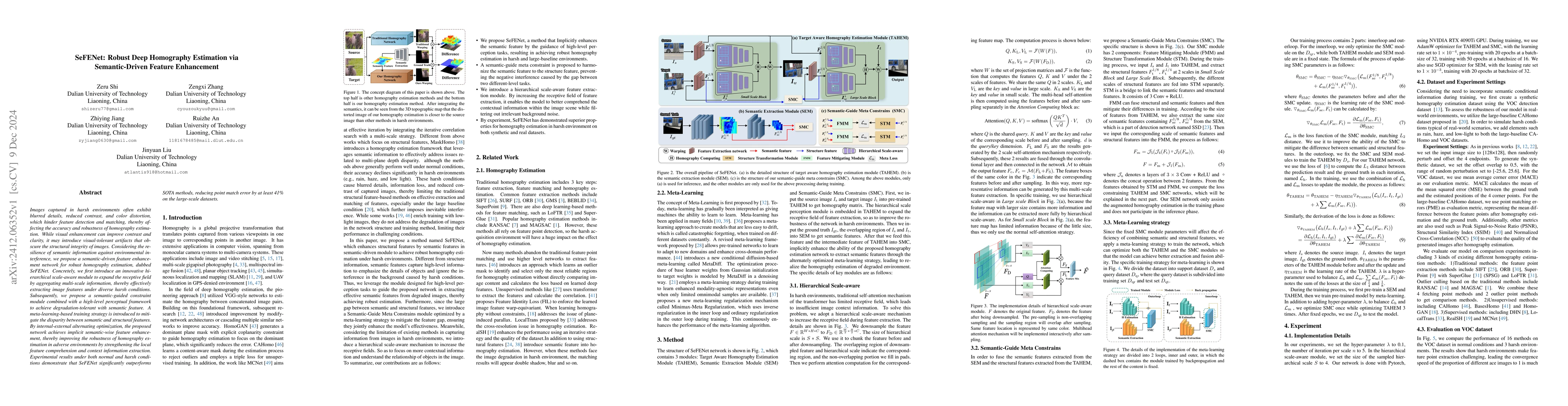 Thumbnail for SeFENet: Robust Deep Homography Estimation via Semantic-Driven Feature
  Enhancement