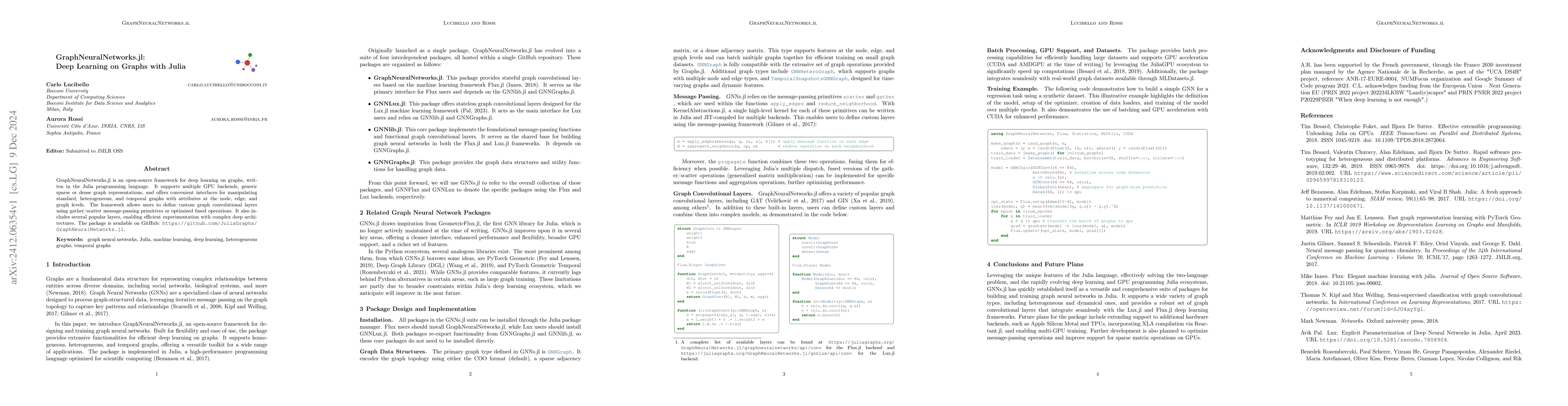Thumbnail for GraphNeuralNetworks.jl: Deep Learning on Graphs with Julia