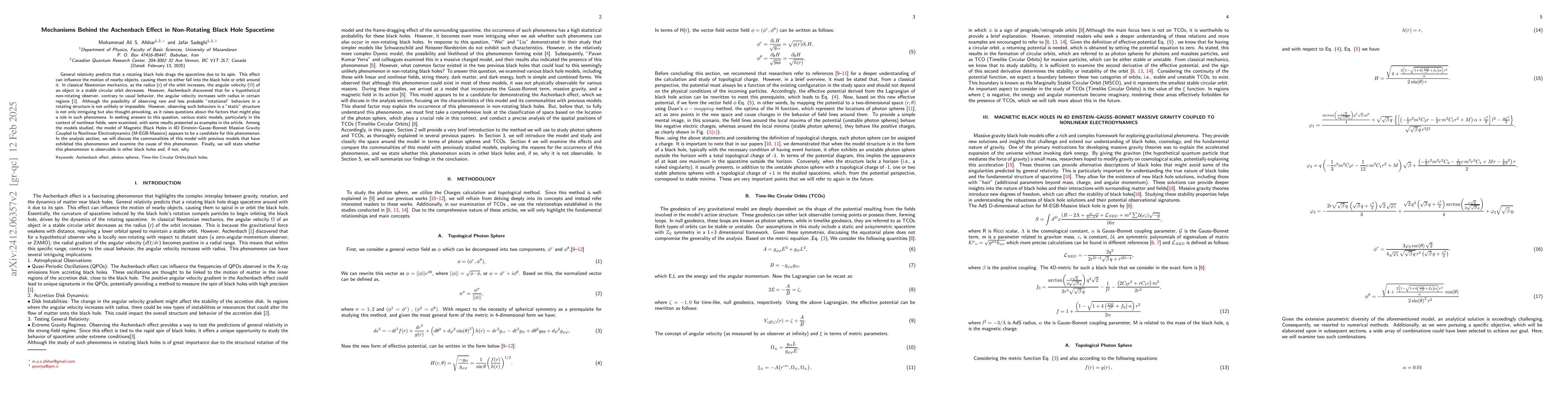 Thumbnail for Mechanisms Behind the Aschenbach Effect in Non-Rotating Black Hole
  Spacetime