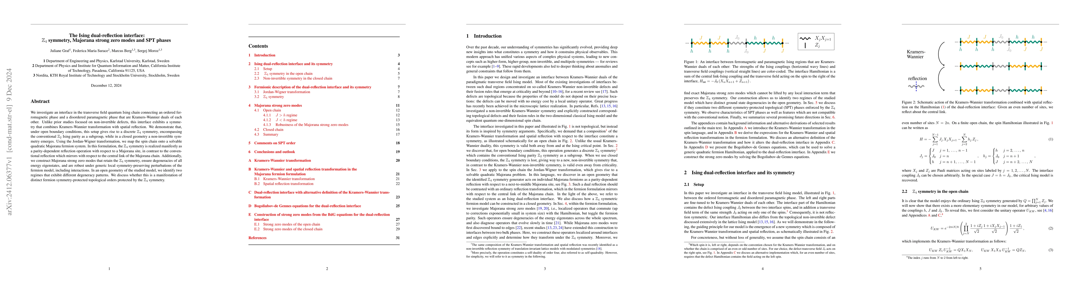Thumbnail for The Ising dual-reflection interface: $\mathbb{Z}_4$ symmetry, Majorana
  strong zero modes and SPT phases