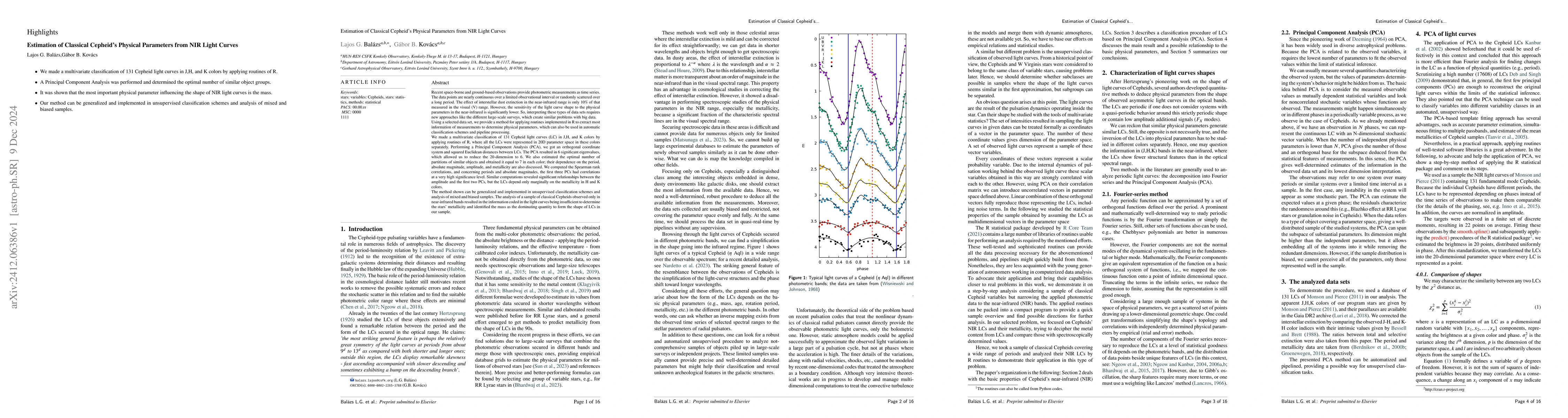 Thumbnail for Estimation of Classical Cepheid's Physical Parameters from NIR Light
  Curves