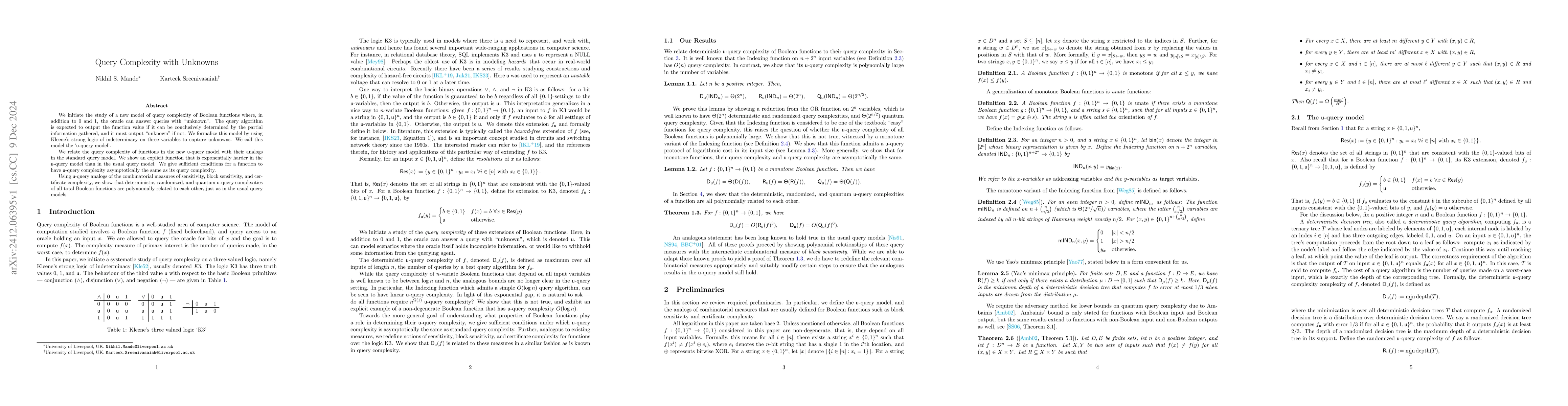 Thumbnail for Query Complexity with Unknowns