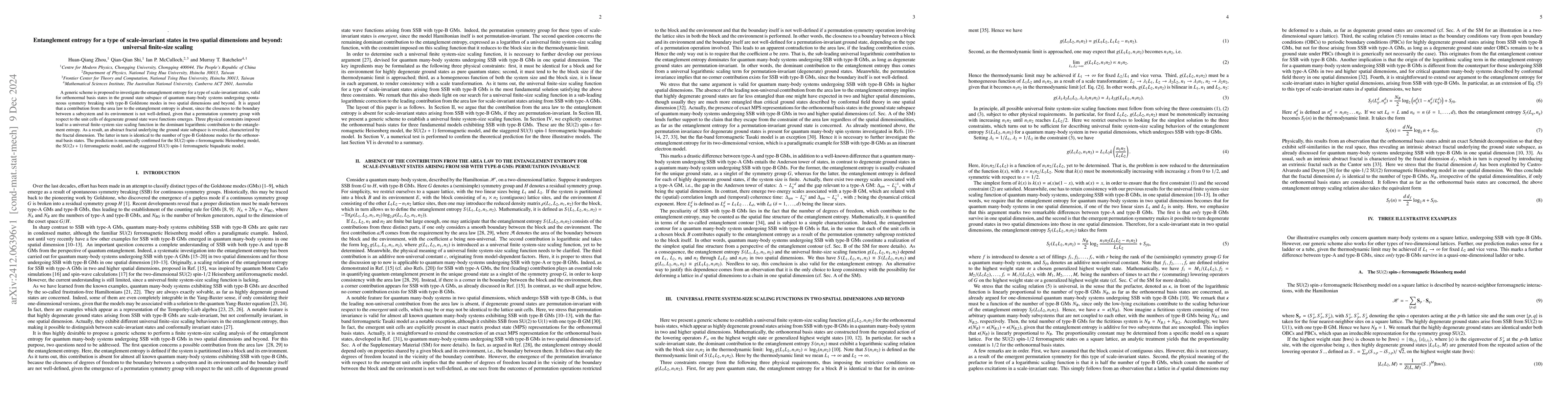 Thumbnail for Entanglement entropy for a type of scale-invariant states in two spatial
  dimensions and beyond: universal finite-size scaling