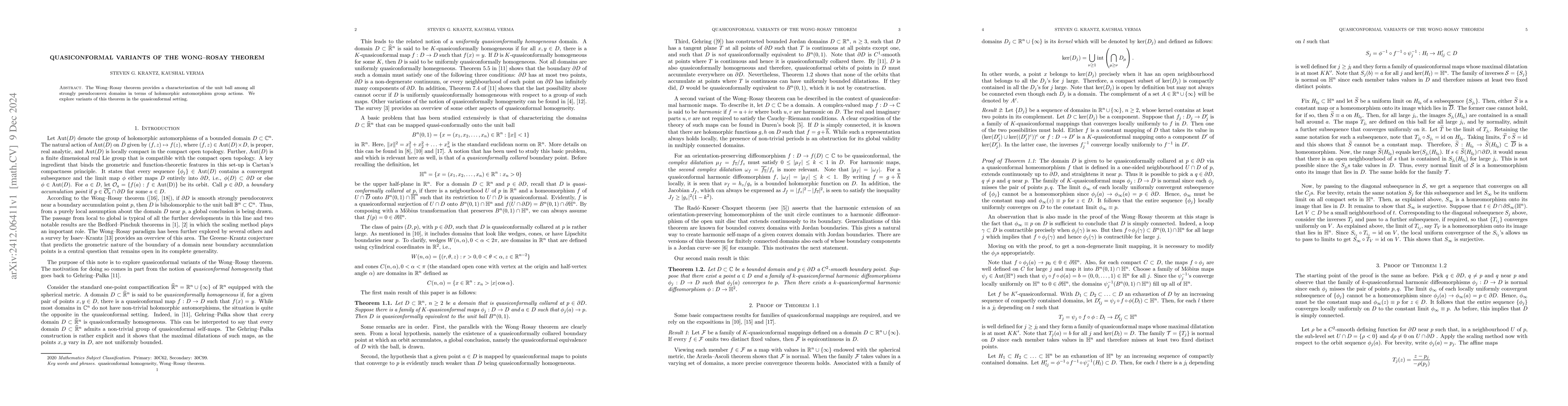 Thumbnail for Quasiconformal variants of the Wong--Rosay theorem