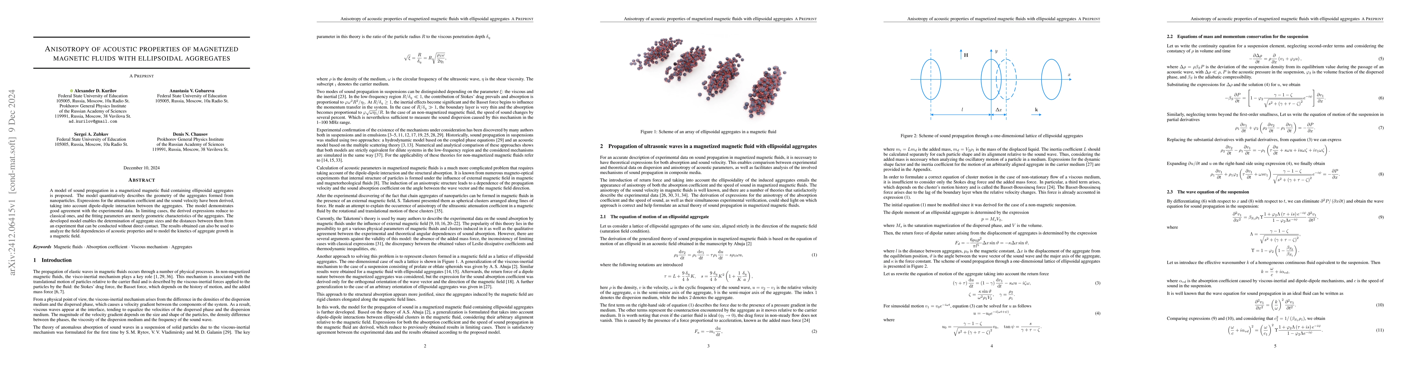 Thumbnail for Anisotropy of acoustic properties of magnetized magnetic fluids with
  ellipsoidal aggregates