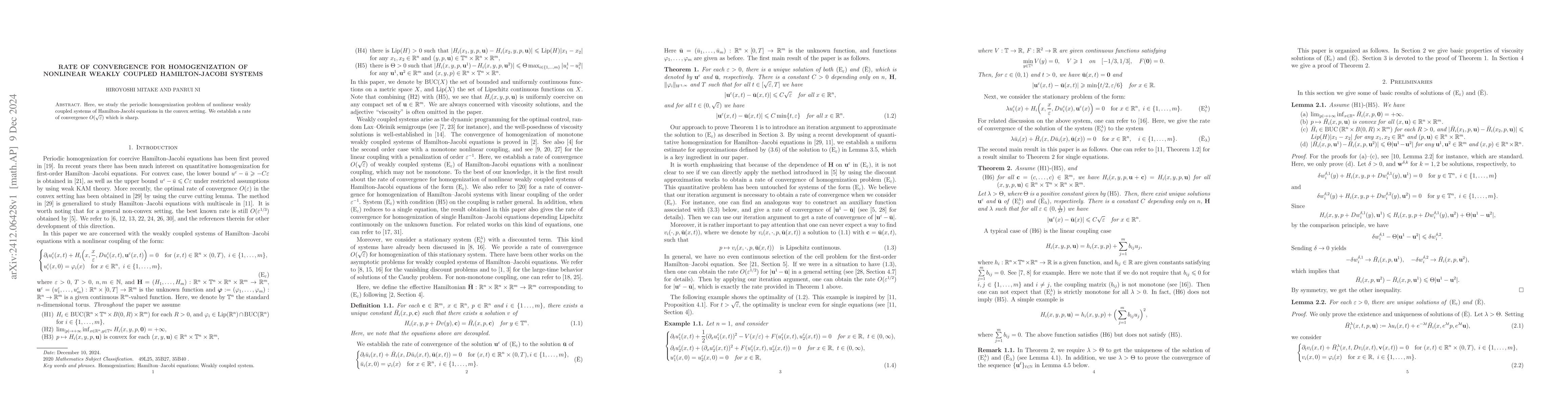 Thumbnail for Rate of convergence for homogenization of nonlinear weakly coupled
  Hamilton-Jacobi systems