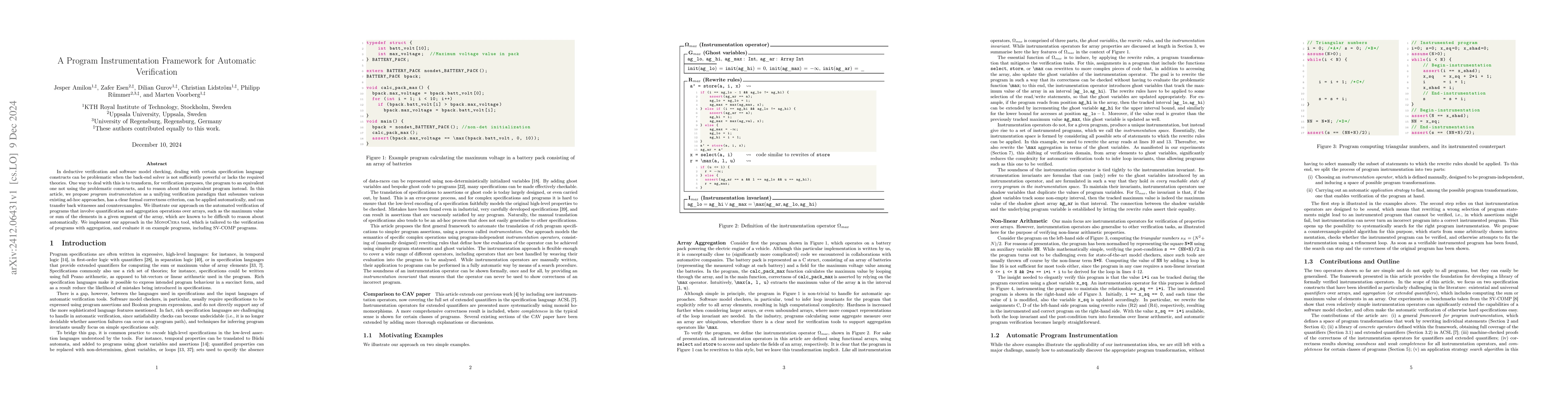 Thumbnail for A Program Instrumentation Framework for Automatic Verification