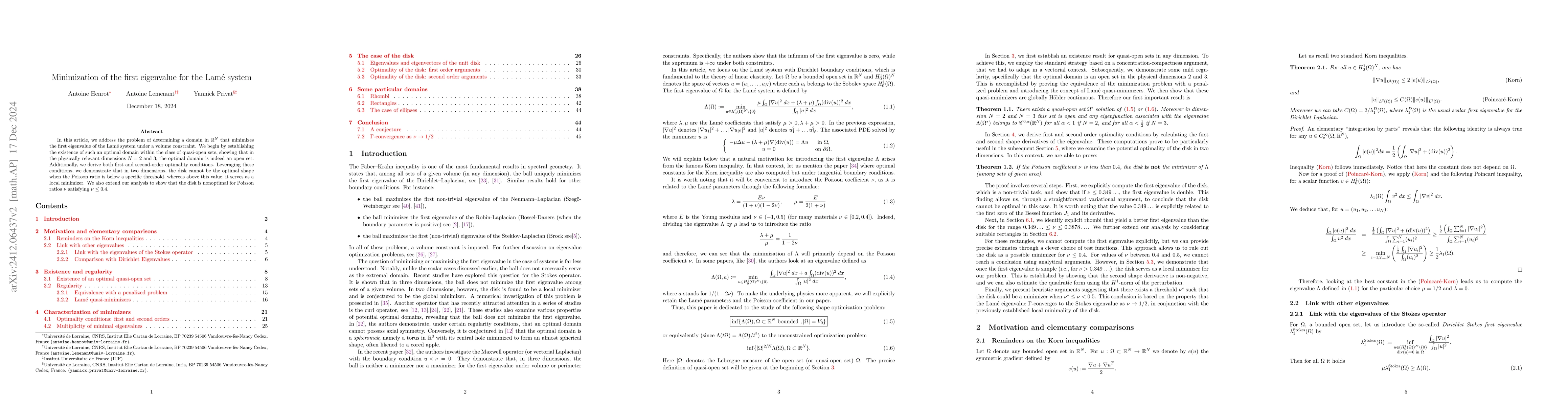 Thumbnail for Minimization of the first eigenvalue for the Lamé system
