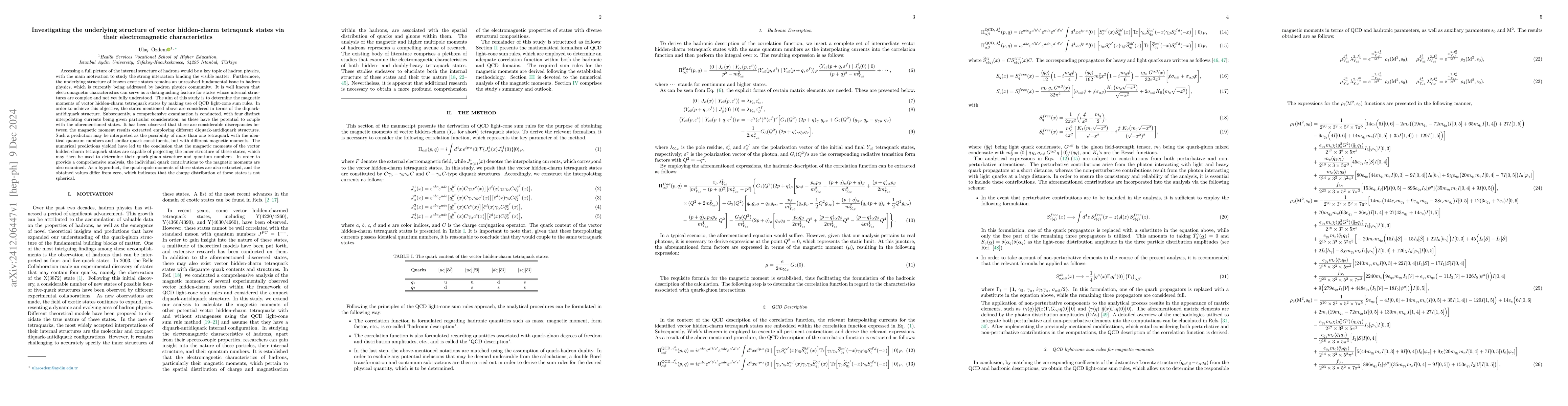 Thumbnail for Investigating the underlying structure of vector hidden-charm tetraquark
  states via their electromagnetic characteristics
