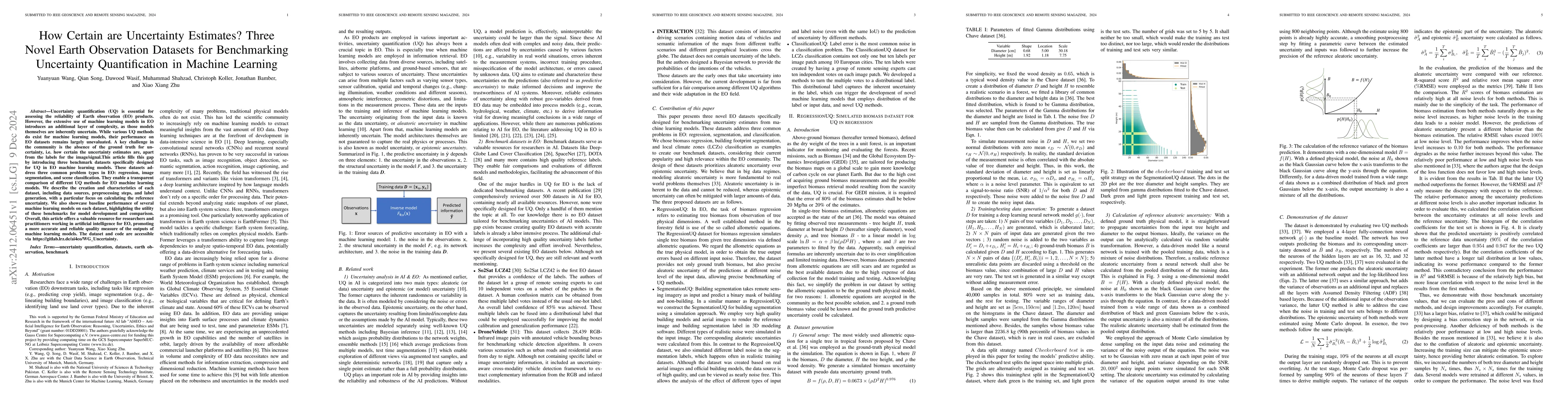 Thumbnail for How Certain are Uncertainty Estimates? Three Novel Earth Observation
  Datasets for Benchmarking Uncertainty Quantification in Machine Learning
