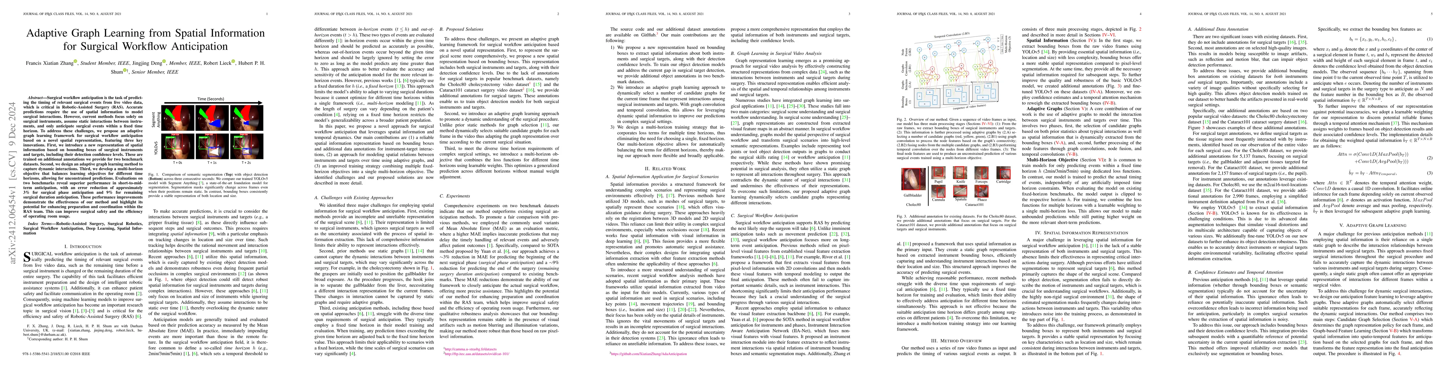 Thumbnail for Adaptive Graph Learning from Spatial Information for Surgical Workflow
  Anticipation