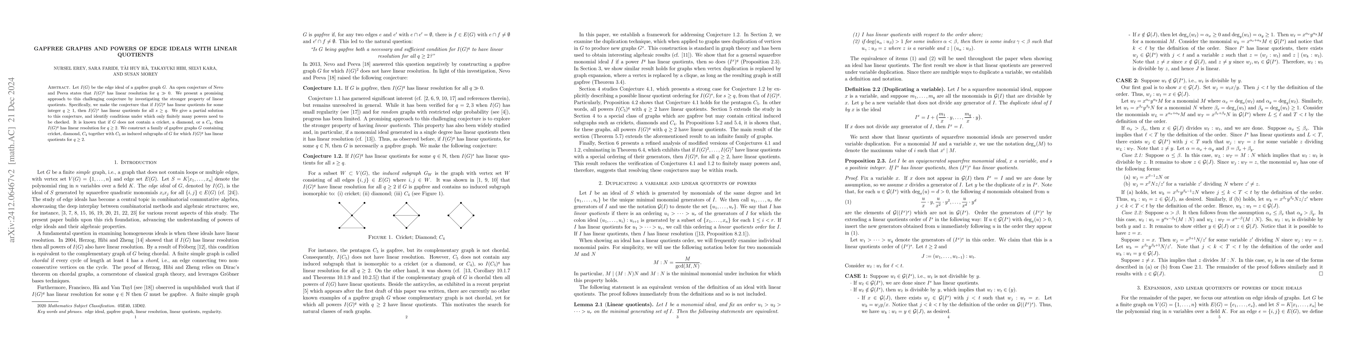 Thumbnail for Gapfree graphs and powers of edge ideals with linear quotients