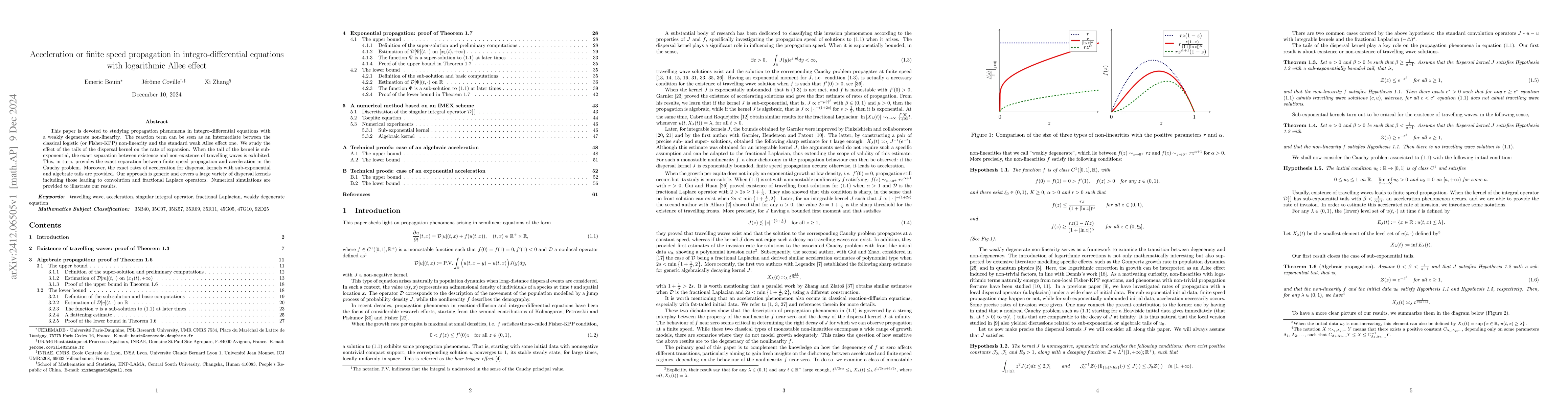 Thumbnail for Acceleration or finite speed propagation in integro-differential
  equations with logarithmic Allee effect