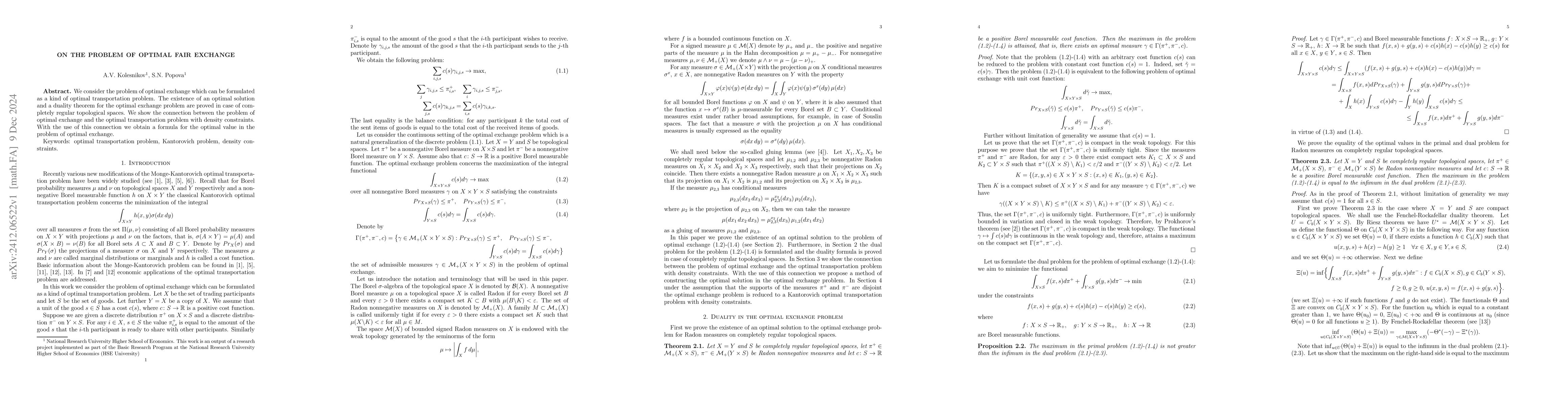 Thumbnail for On the problem of optimal fair exchange