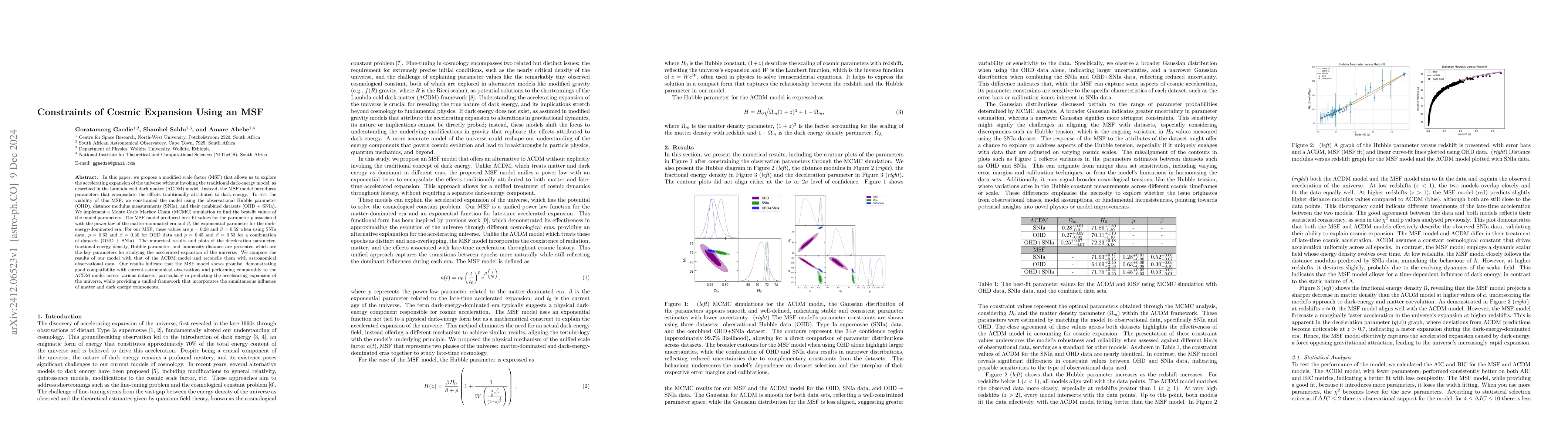 Thumbnail for Constraints of Cosmic Expansion Using an MSF