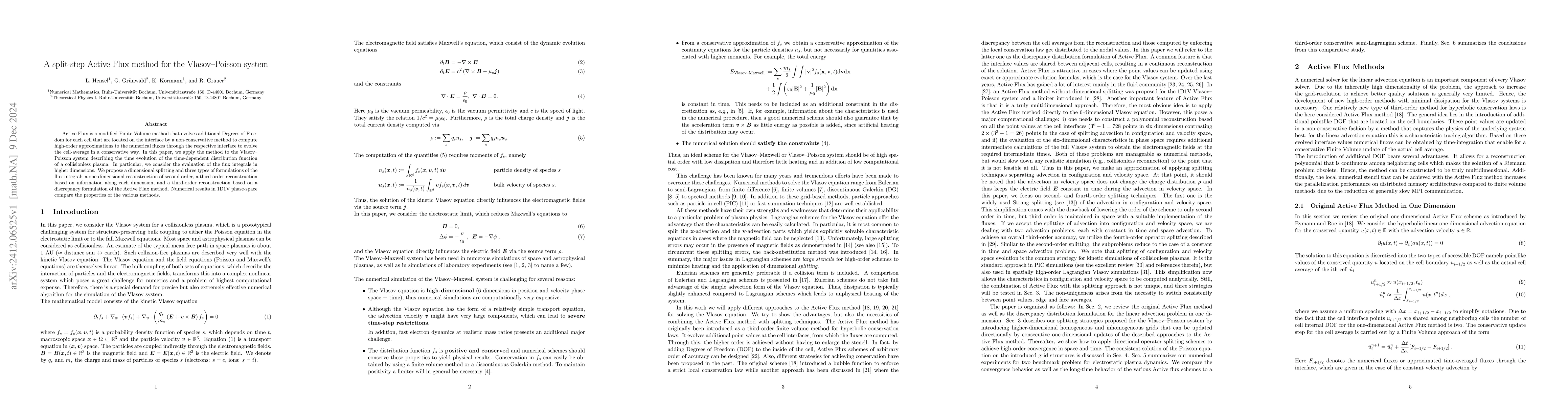 Thumbnail for A split-step Active Flux method for the Vlasov-Poisson system