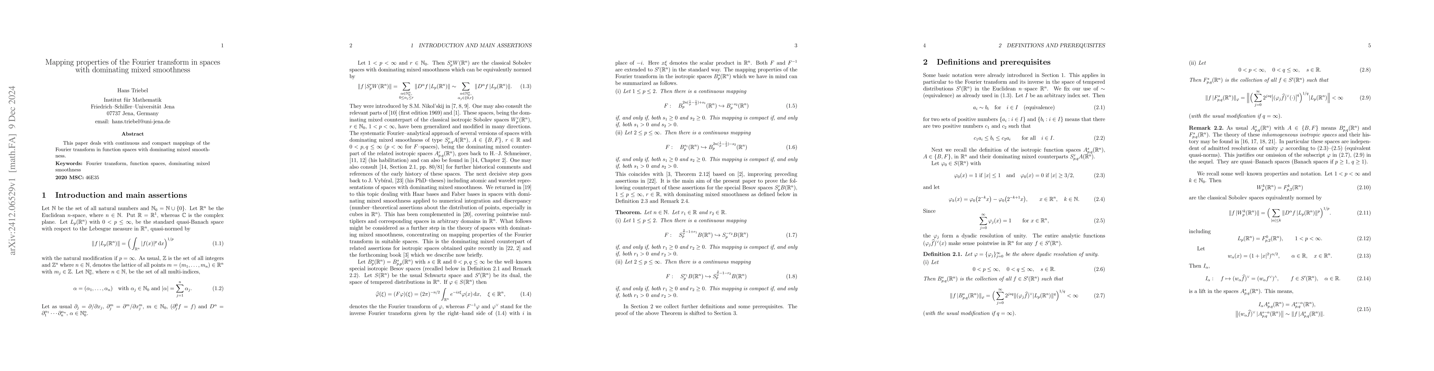 Thumbnail for Mapping properties of the Fourier transform in spaces with dominating
  mixed smoothness