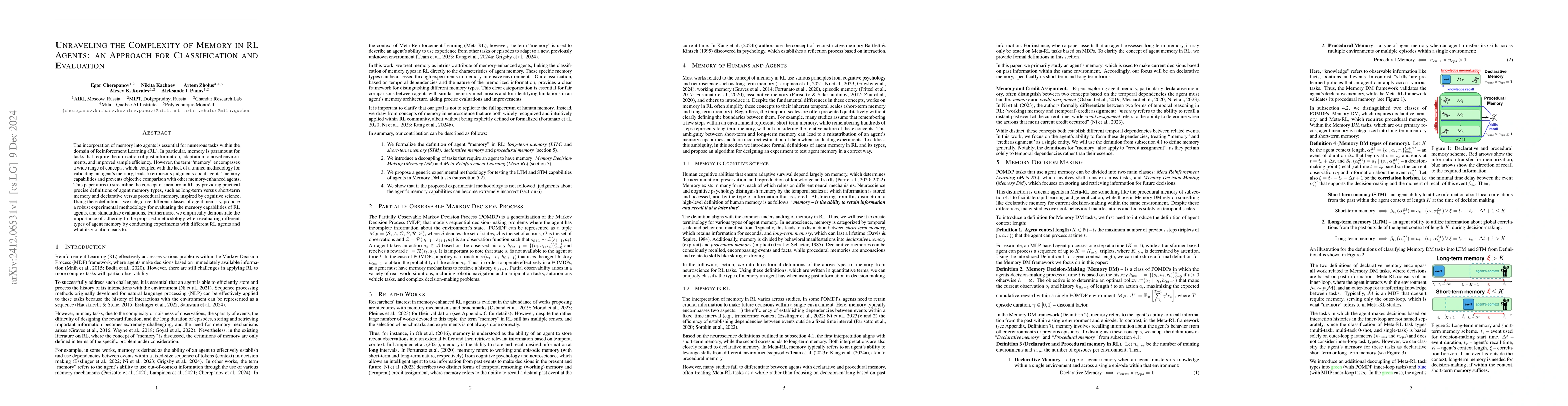 Thumbnail for Unraveling the Complexity of Memory in RL Agents: an Approach for
  Classification and Evaluation