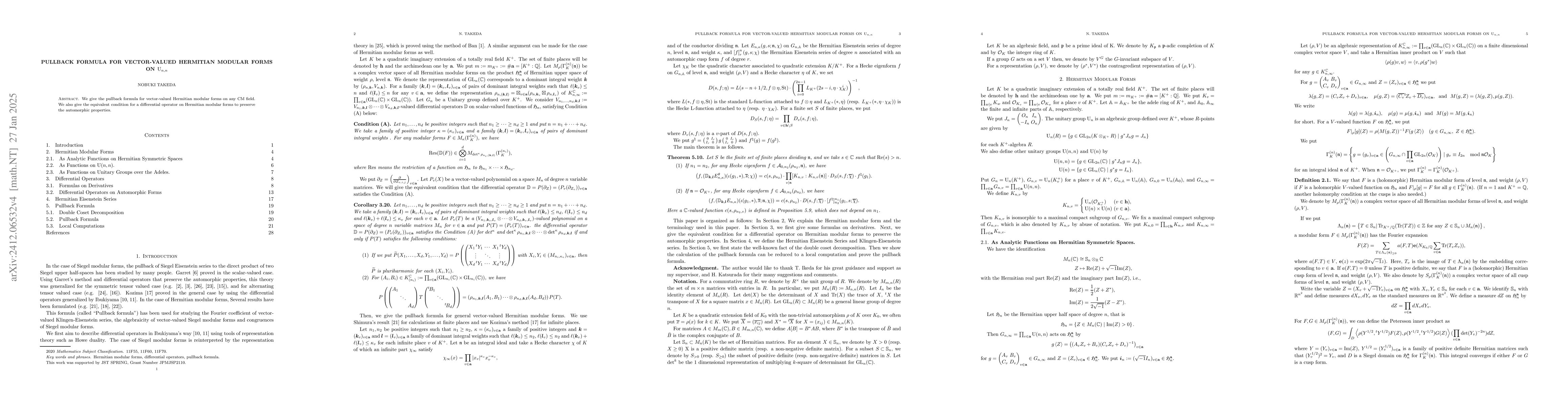 Thumbnail for Pullback formula for vector-valued Hermitian modular forms on $U_{n,n}$