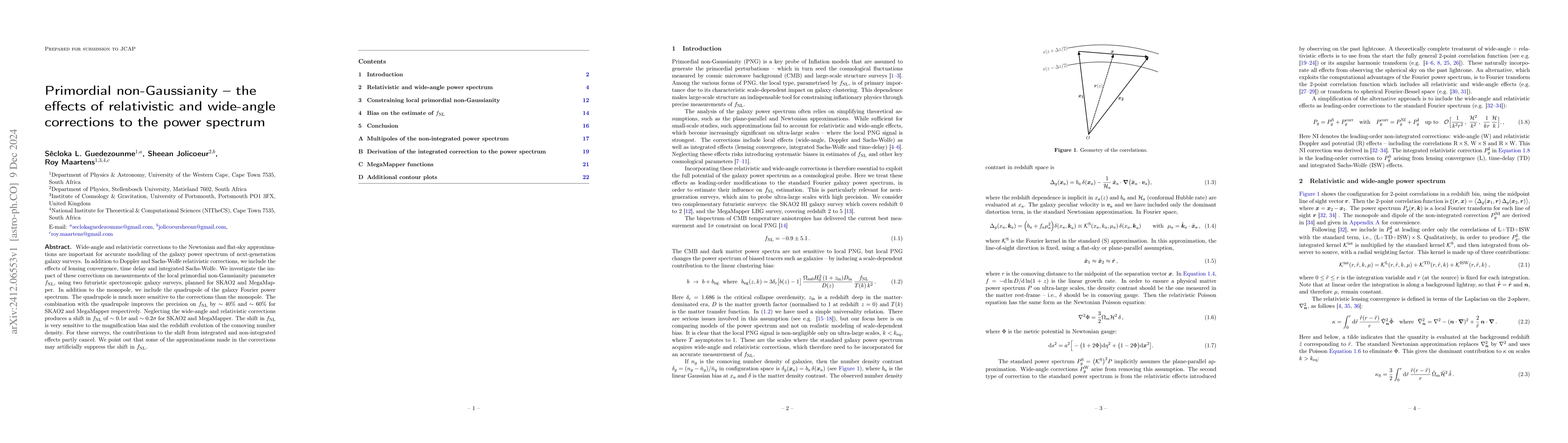 Thumbnail for Primordial non-Gaussianity -- the effects of relativistic and wide-angle
  corrections to the power spectrum