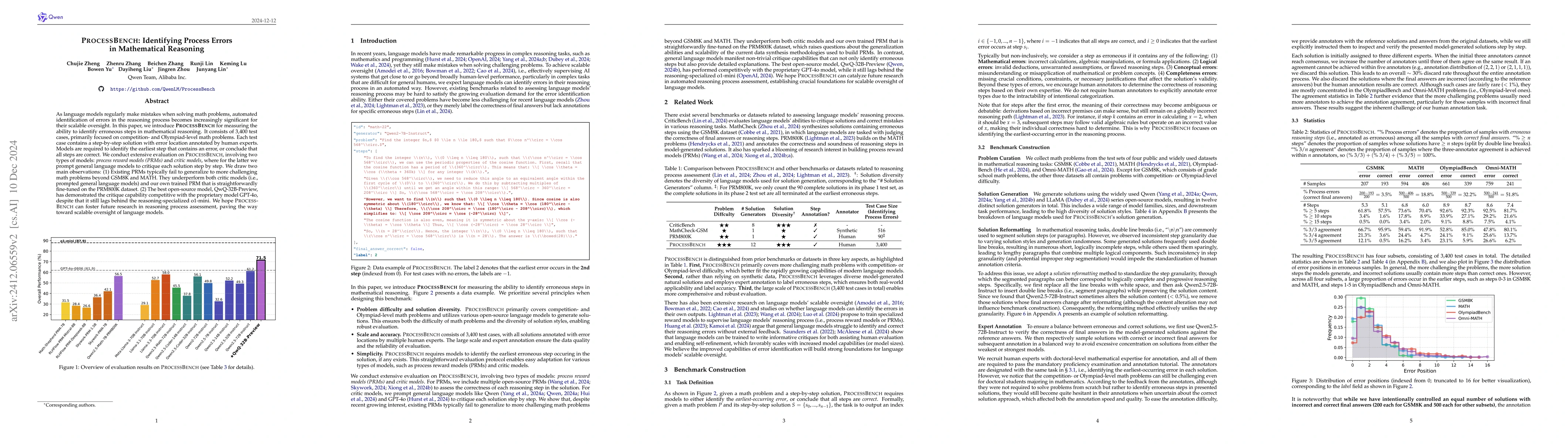 Thumbnail for ProcessBench: Identifying Process Errors in Mathematical Reasoning